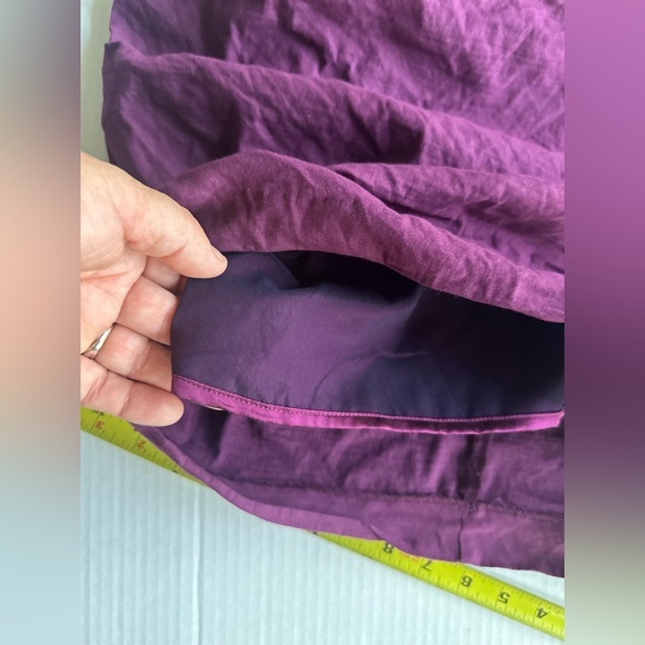 Eileen Fisher V Neck Sleeveless Shirred Cotton Silk Purple Midi Dress Size 8 - Picture 9 of 10